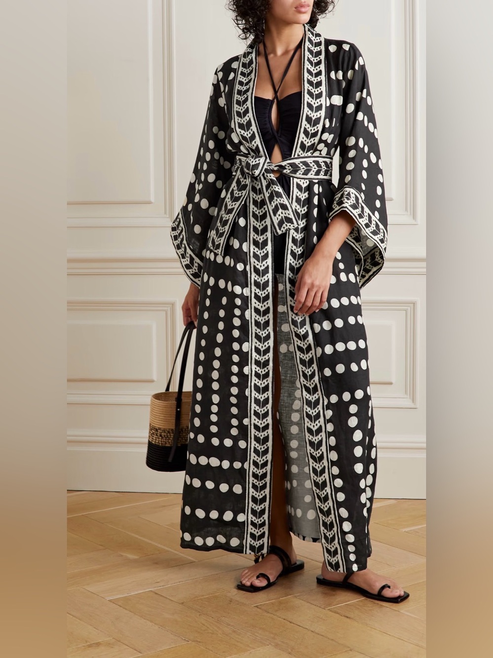 Johanna Ortiz Kuba Bambara Linen Kaftan Coverup Robe Dress - L